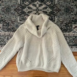 Cowl neck cropped sweater